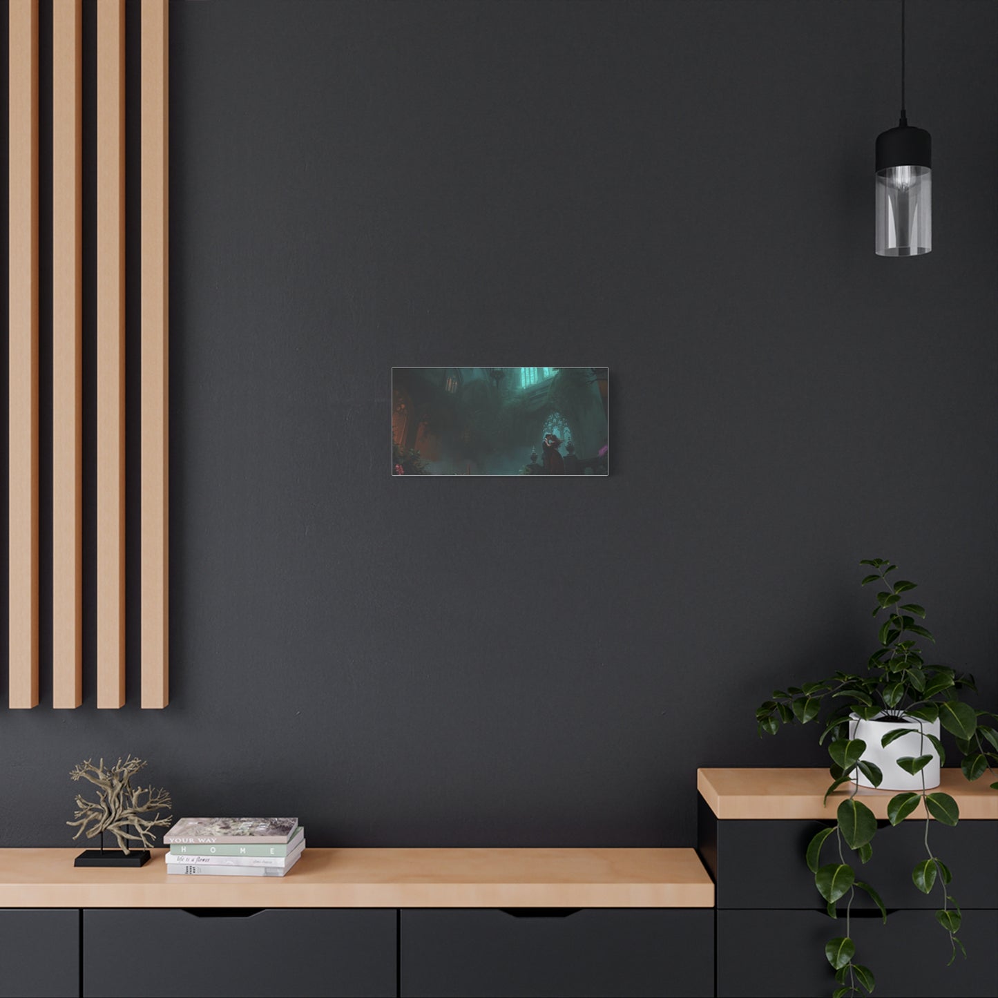 Gothic Romance Matte Canvas Wall Art — Enchanted Ruins with Lovers
