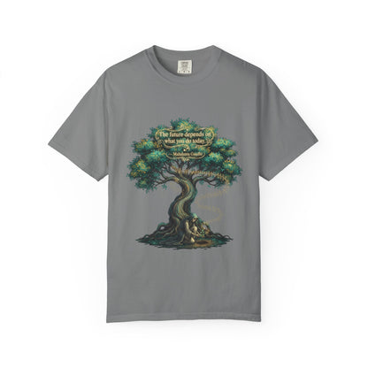 Tree of Wisdom T‑Shirt — "The future depends on what we do today" Nature Quote Tee