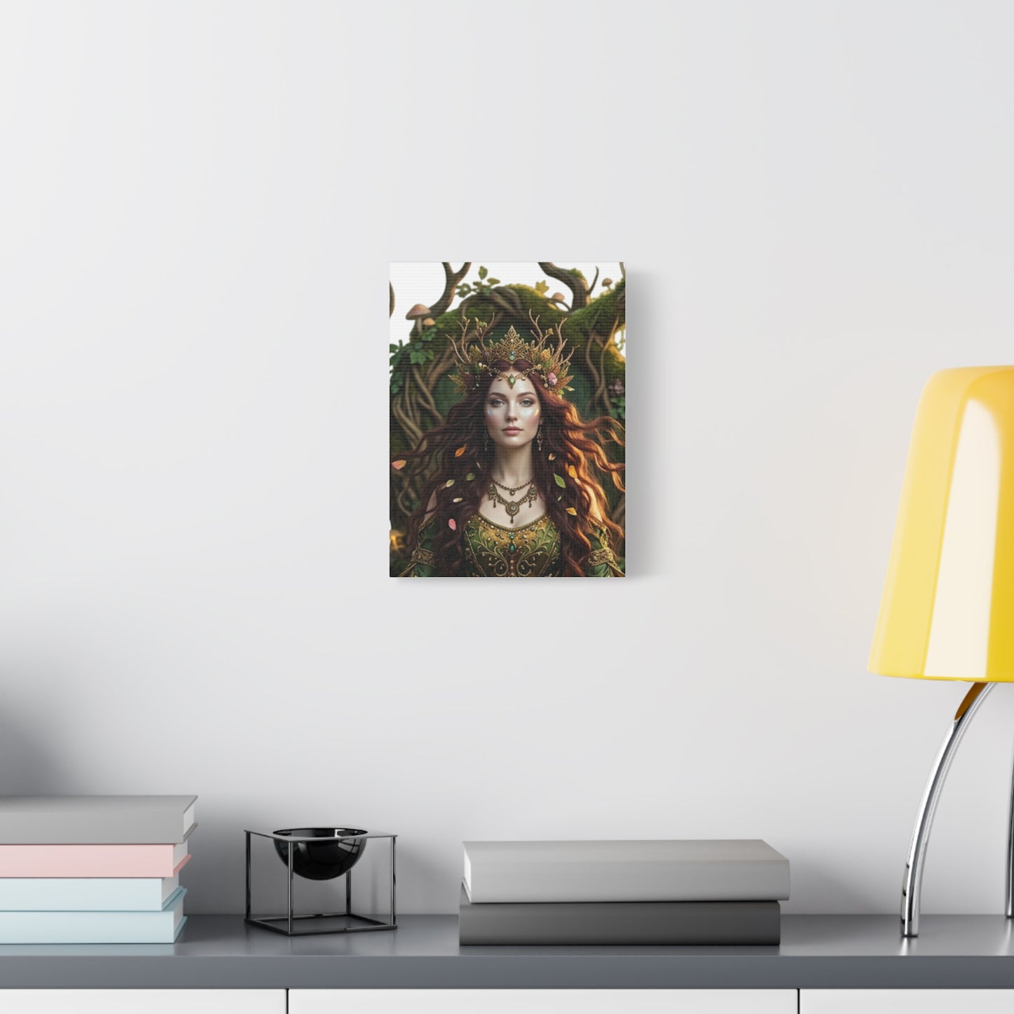 Forest Goddess Canvas Print – Ethereal Redhead Portrait Matte Stretched Wall Art