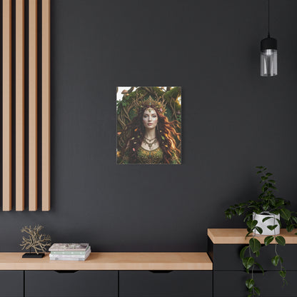 Forest Goddess Canvas Print – Ethereal Redhead Portrait Matte Stretched Wall Art