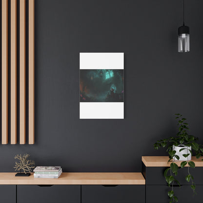 Gothic Romance Matte Canvas Wall Art — Enchanted Ruins with Lovers