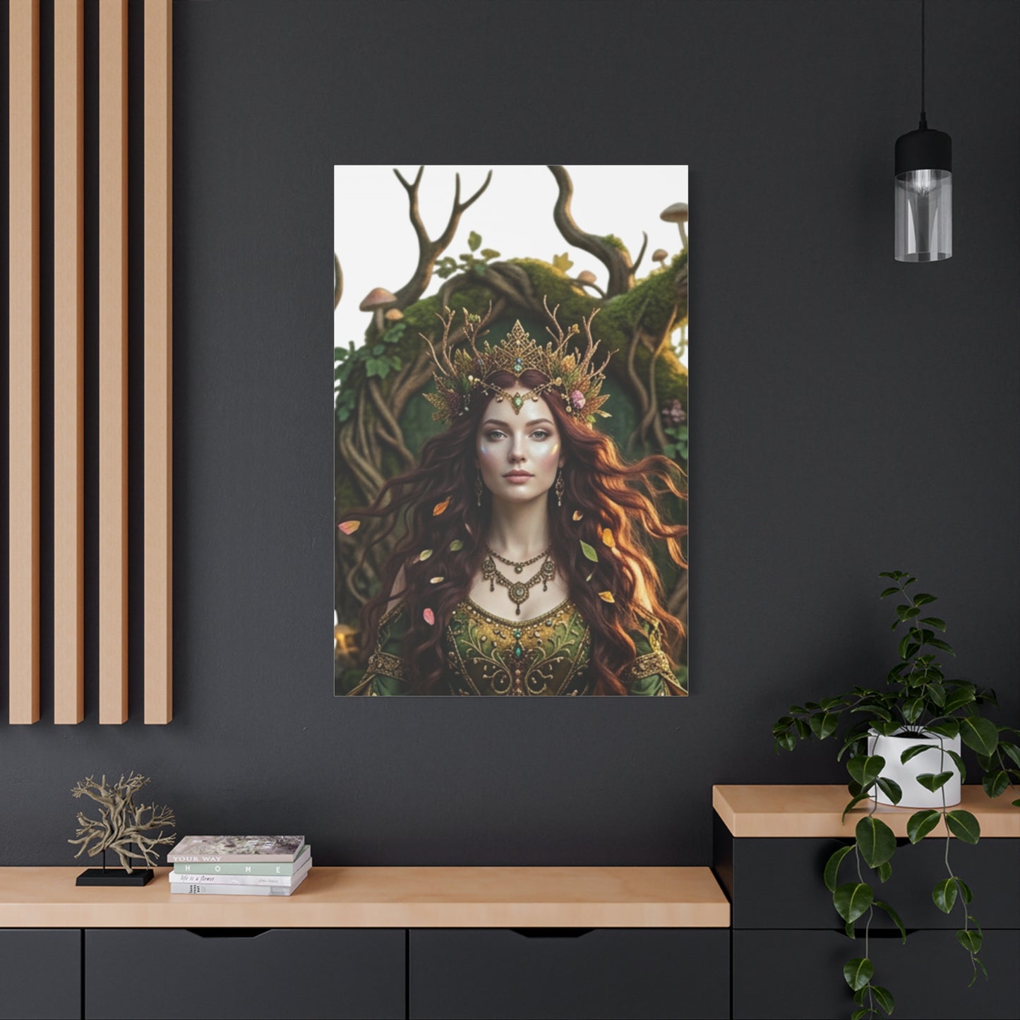 Forest Goddess Canvas Print – Ethereal Redhead Portrait Matte Stretched Wall Art