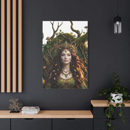 Forest Goddess Canvas Print – Ethereal Redhead Portrait Matte Stretched Wall Art