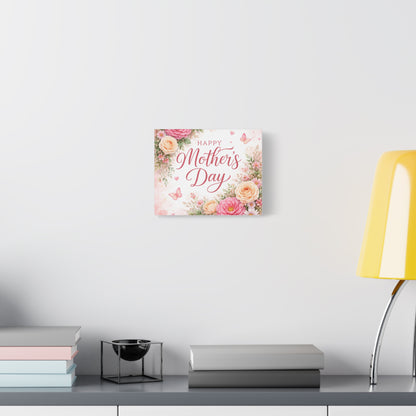 Mother's Day Canvas Wall Art - "Happy Mother's Day" Floral Stretched Matte Print