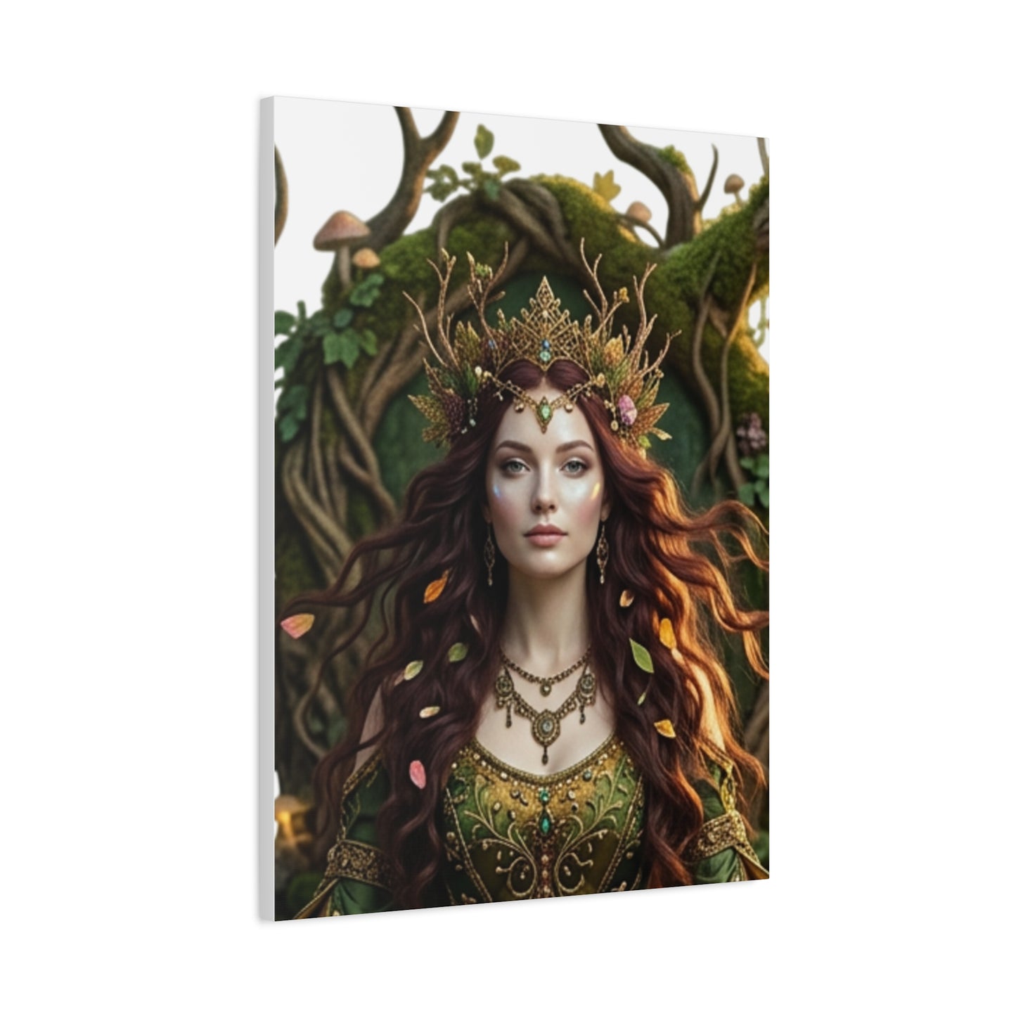 Forest Goddess Canvas Print – Ethereal Redhead Portrait Matte Stretched Wall Art