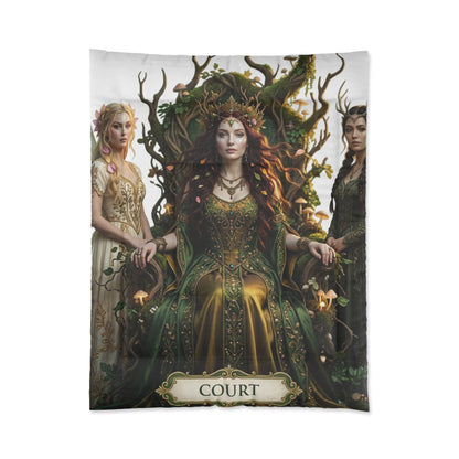 Court Goddess Comforter - Fantasy Medieval Green Queen Bedding
