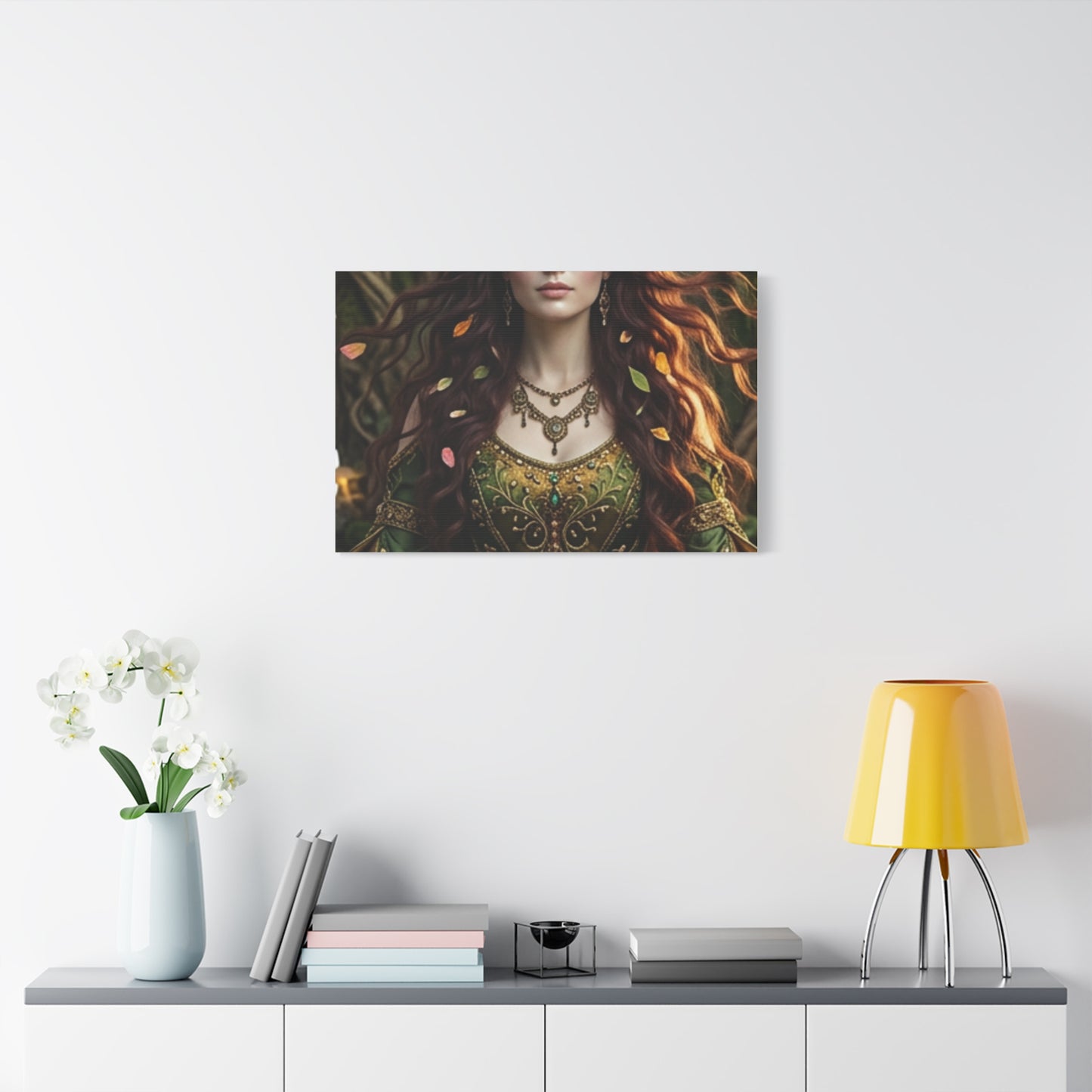 Forest Goddess Canvas Print – Ethereal Redhead Portrait Matte Stretched Wall Art