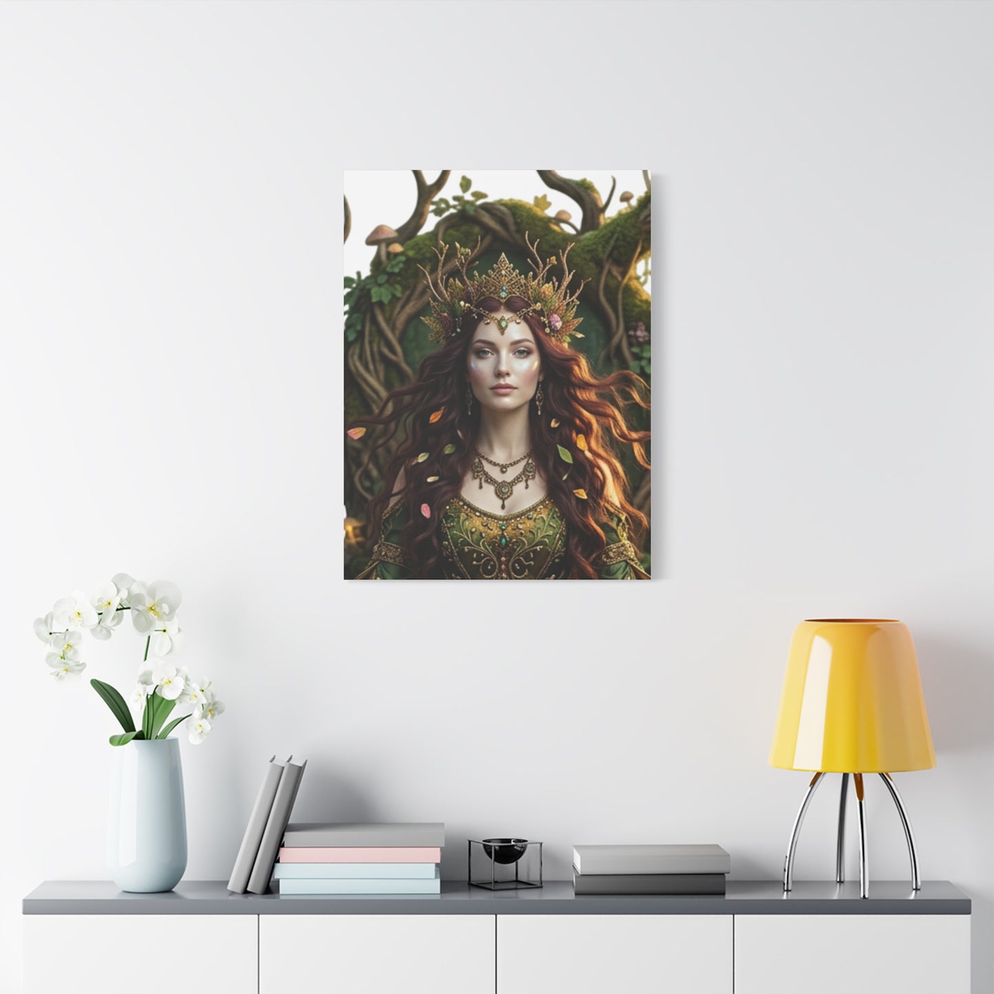 Forest Goddess Canvas Print – Ethereal Redhead Portrait Matte Stretched Wall Art