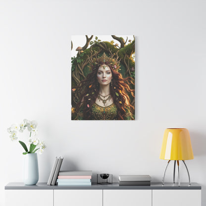 Forest Goddess Canvas Print – Ethereal Redhead Portrait Matte Stretched Wall Art