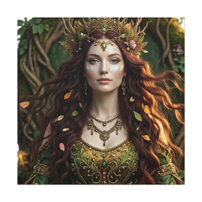 Forest Goddess Canvas Print – Ethereal Redhead Portrait Matte Stretched Wall Art