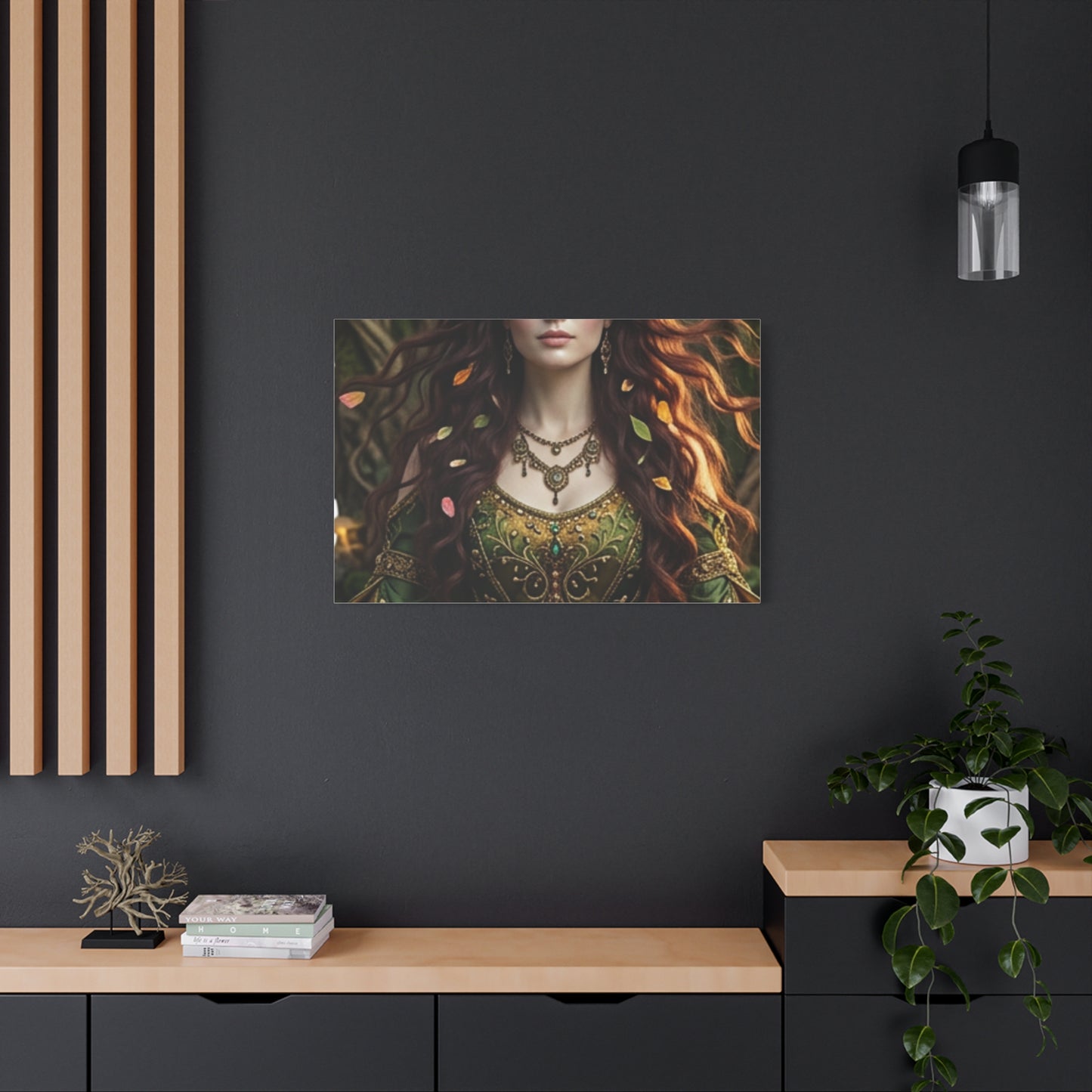 Forest Goddess Canvas Print – Ethereal Redhead Portrait Matte Stretched Wall Art