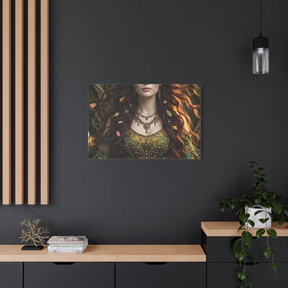 Forest Goddess Canvas Print – Ethereal Redhead Portrait Matte Stretched Wall Art