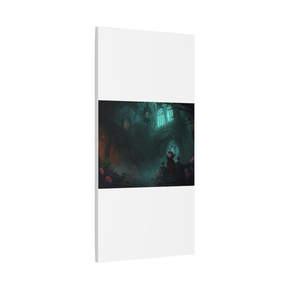 Gothic Romance Matte Canvas Wall Art — Enchanted Ruins with Lovers