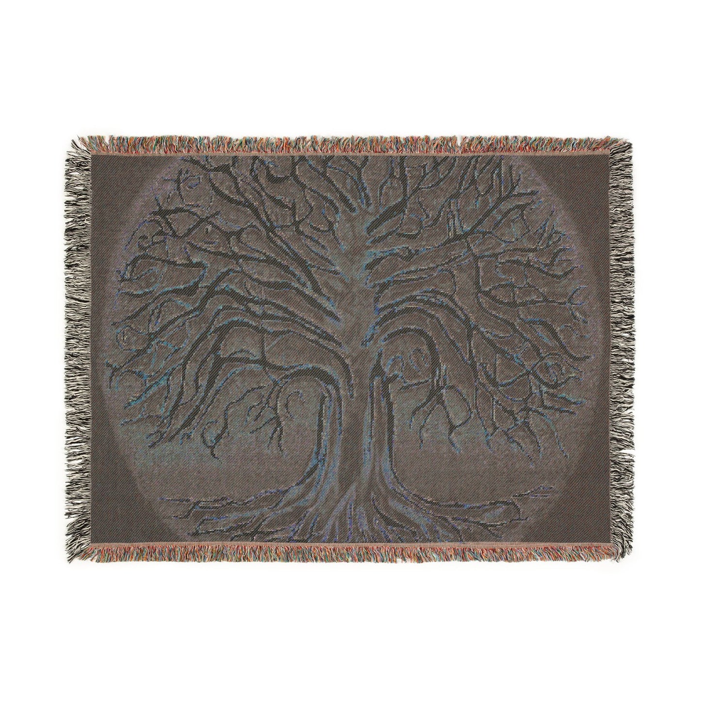 Woven Blanket: Golden Tree of Life Throw (Bohemian Decorative Tapestry Blanket)