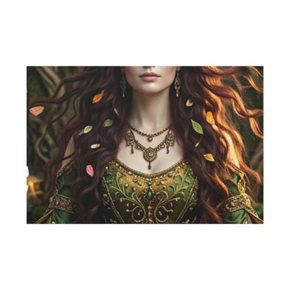 Forest Goddess Canvas Print – Ethereal Redhead Portrait Matte Stretched Wall Art