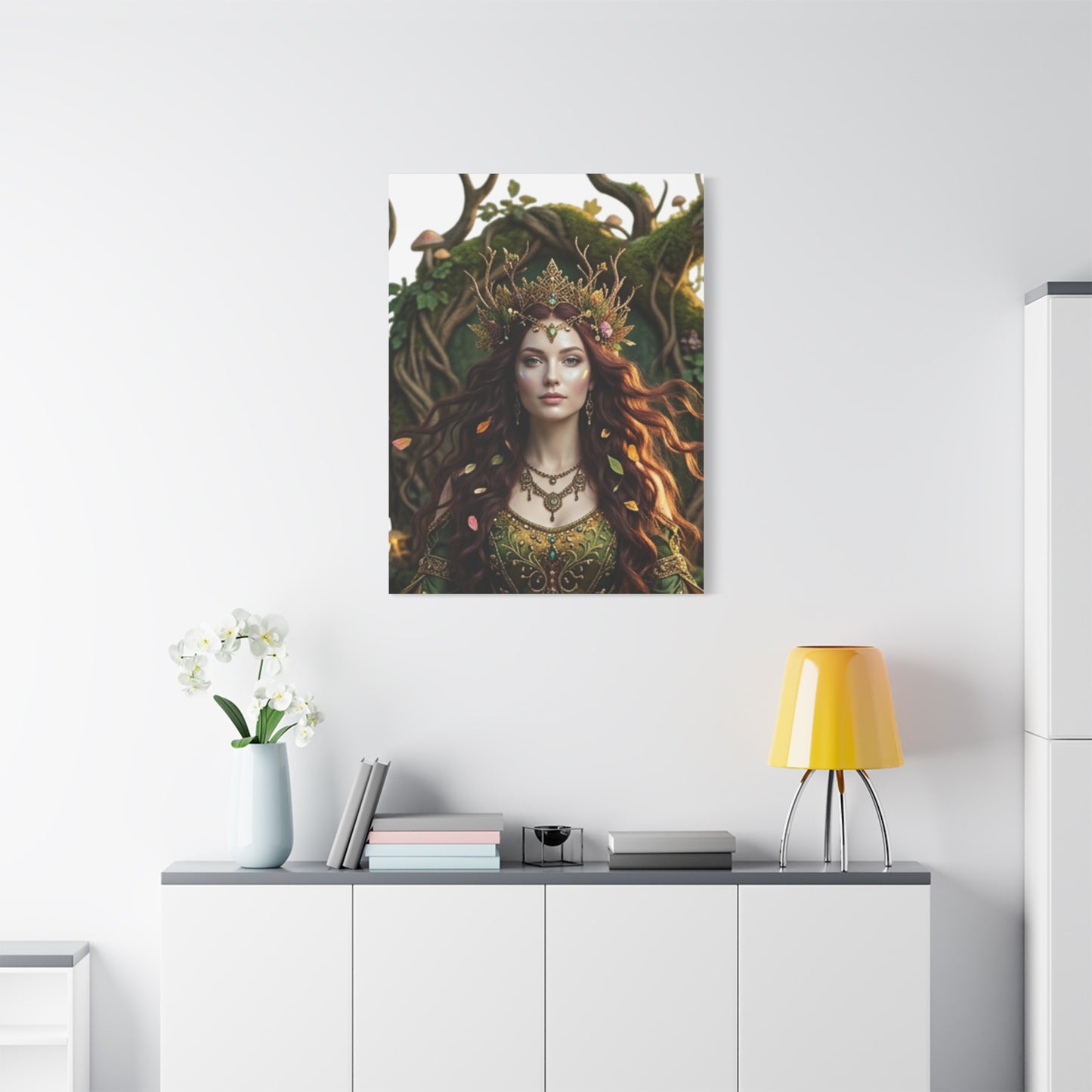 Forest Goddess Canvas Print – Ethereal Redhead Portrait Matte Stretched Wall Art
