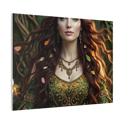Forest Goddess Canvas Print – Ethereal Redhead Portrait Matte Stretched Wall Art