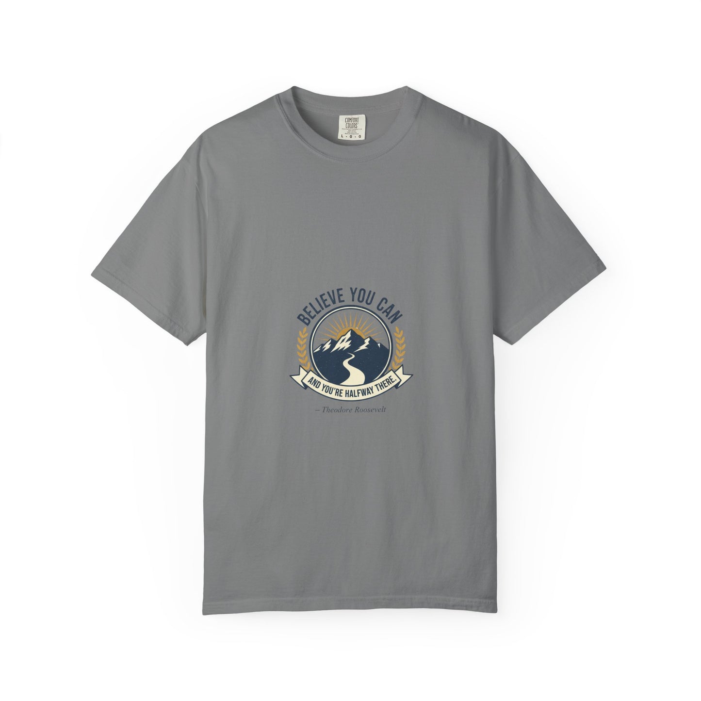 Believe You Can Mountain Motif T-Shirt