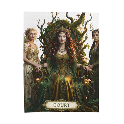 Court of the Forest Queen Velveteen Plush Blanket — Fantasy Goddess Throw