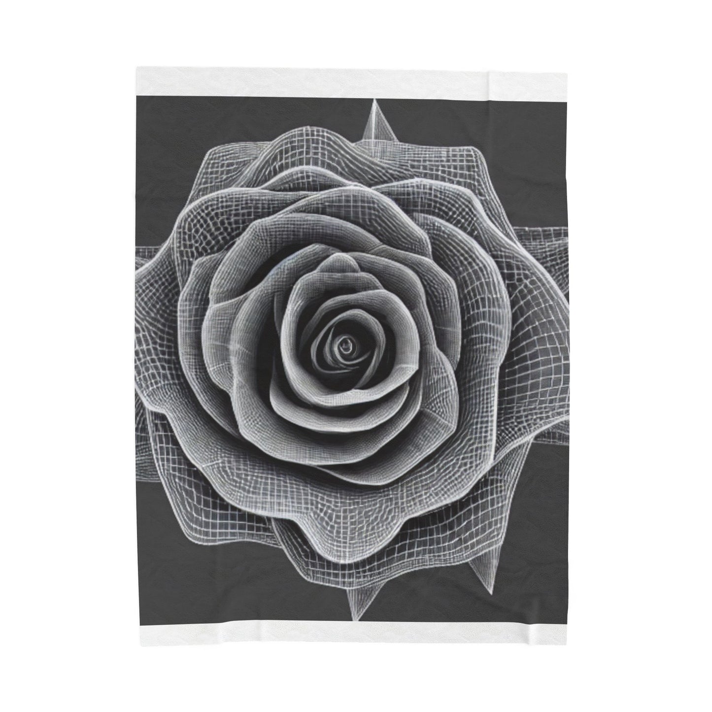 Velveteen Plush Blanket — Monochrome Geometric Rose Throw (Black & White Floral)