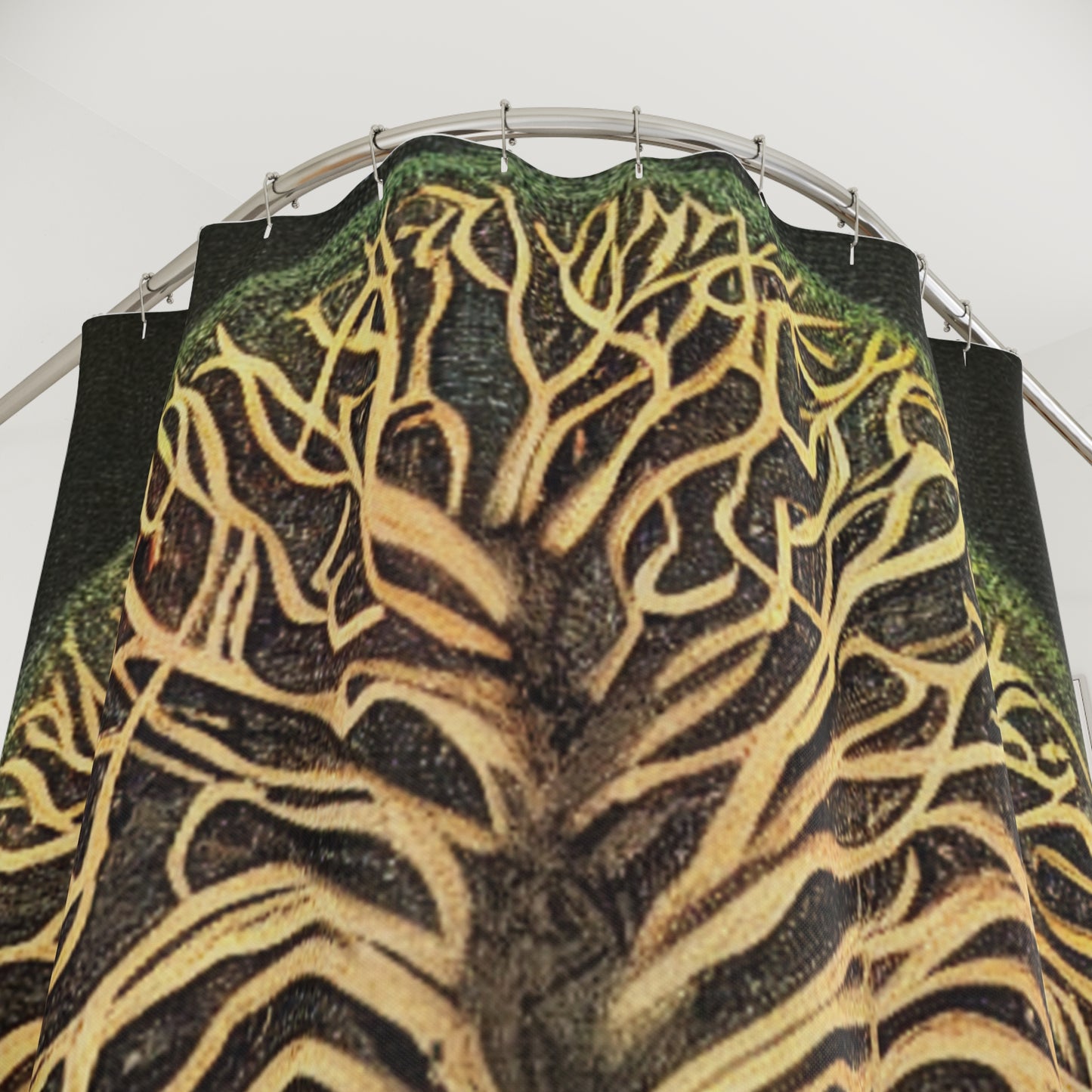 Tree of Life Shower Curtain — Gold Botanical Woodland Bathroom Decor