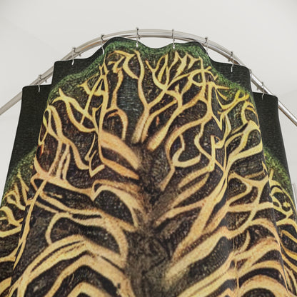 Tree of Life Shower Curtain — Gold Botanical Woodland Bathroom Decor