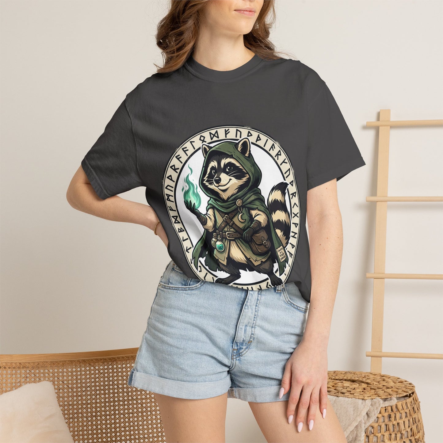 Raccoon Wizard T-Shirt – Cute Fantasy Mage Graphic Tee