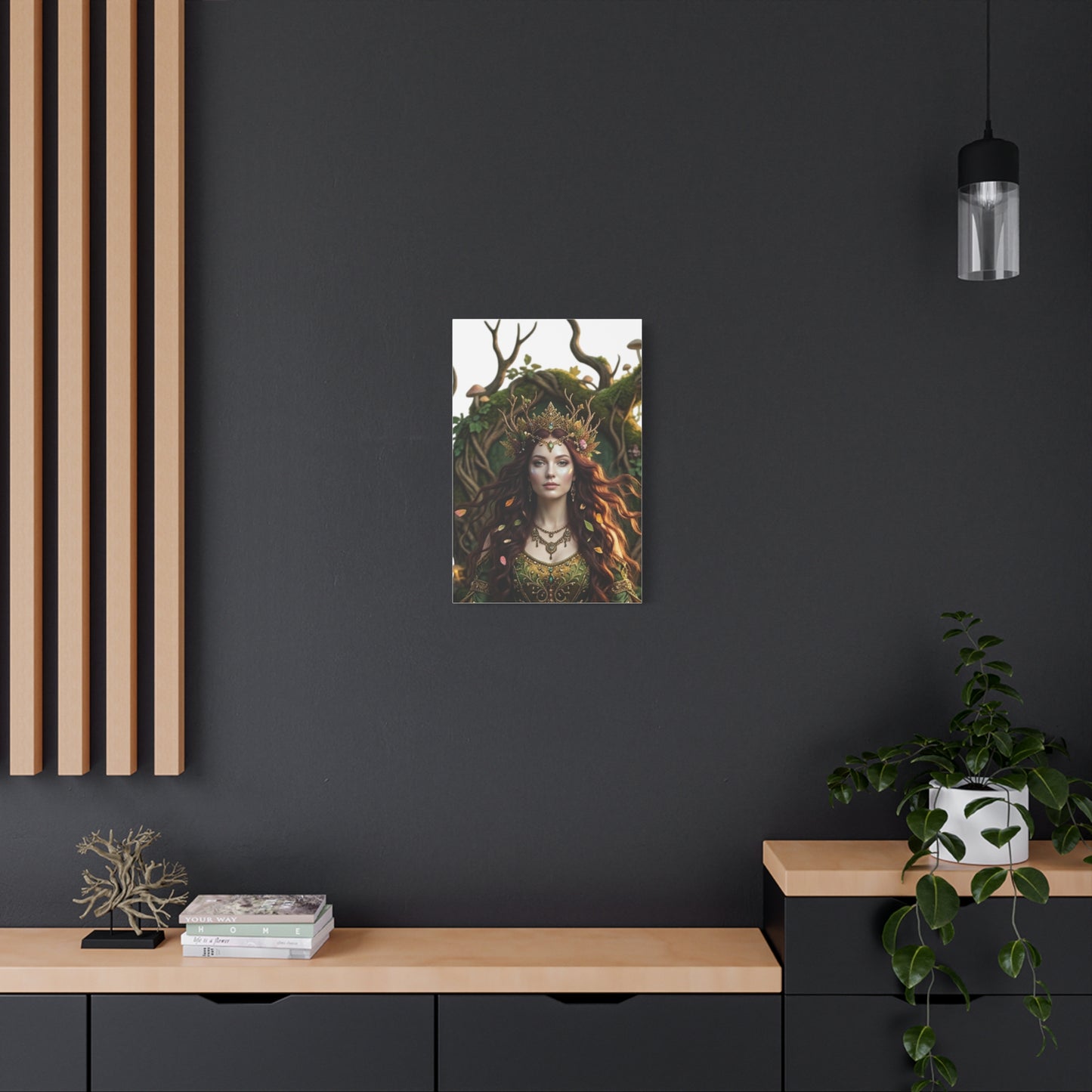 Forest Goddess Canvas Print – Ethereal Redhead Portrait Matte Stretched Wall Art