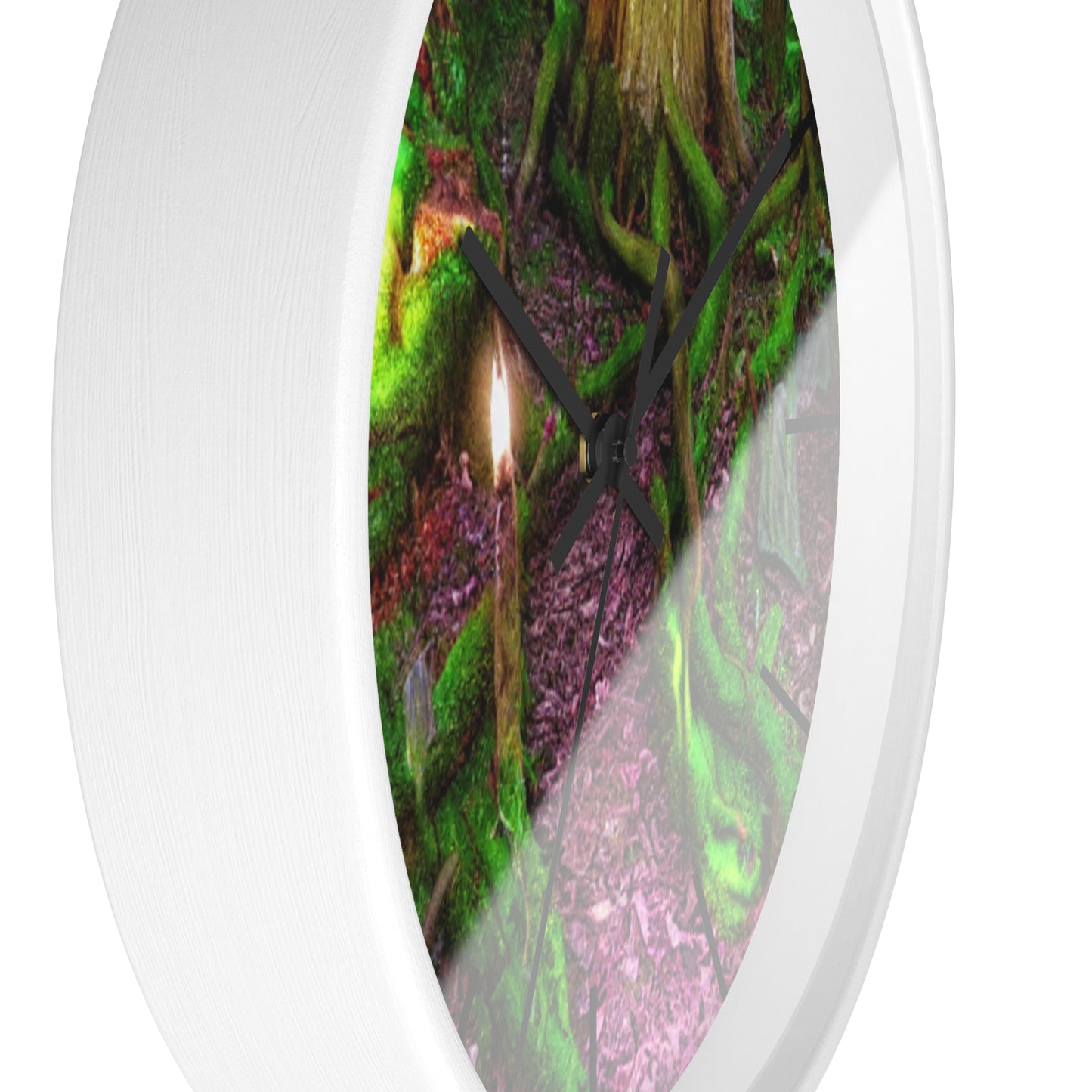 Enchanted Forest Wall Clock — Mossy Tree Roots with Candlelight