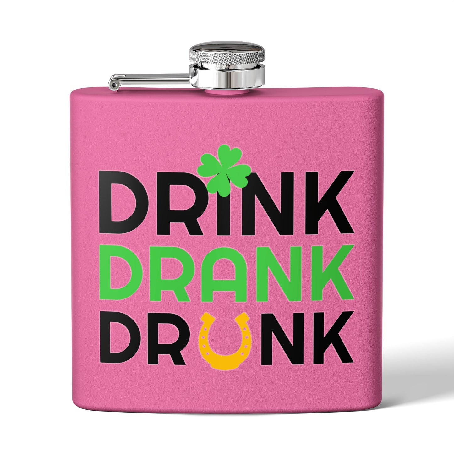Stainless Flask — "Drink Drank Drunk" St. Patrick's Day 6oz Hip Flask