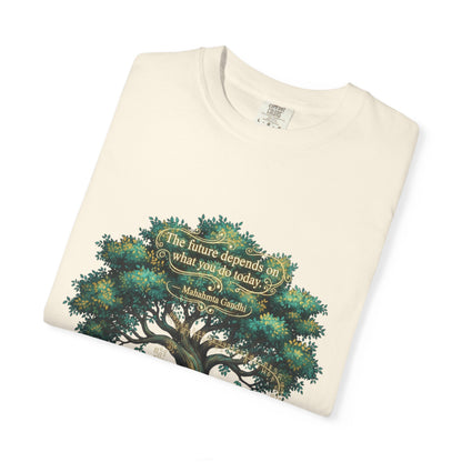 Tree of Wisdom T‑Shirt — "The future depends on what we do today" Nature Quote Tee