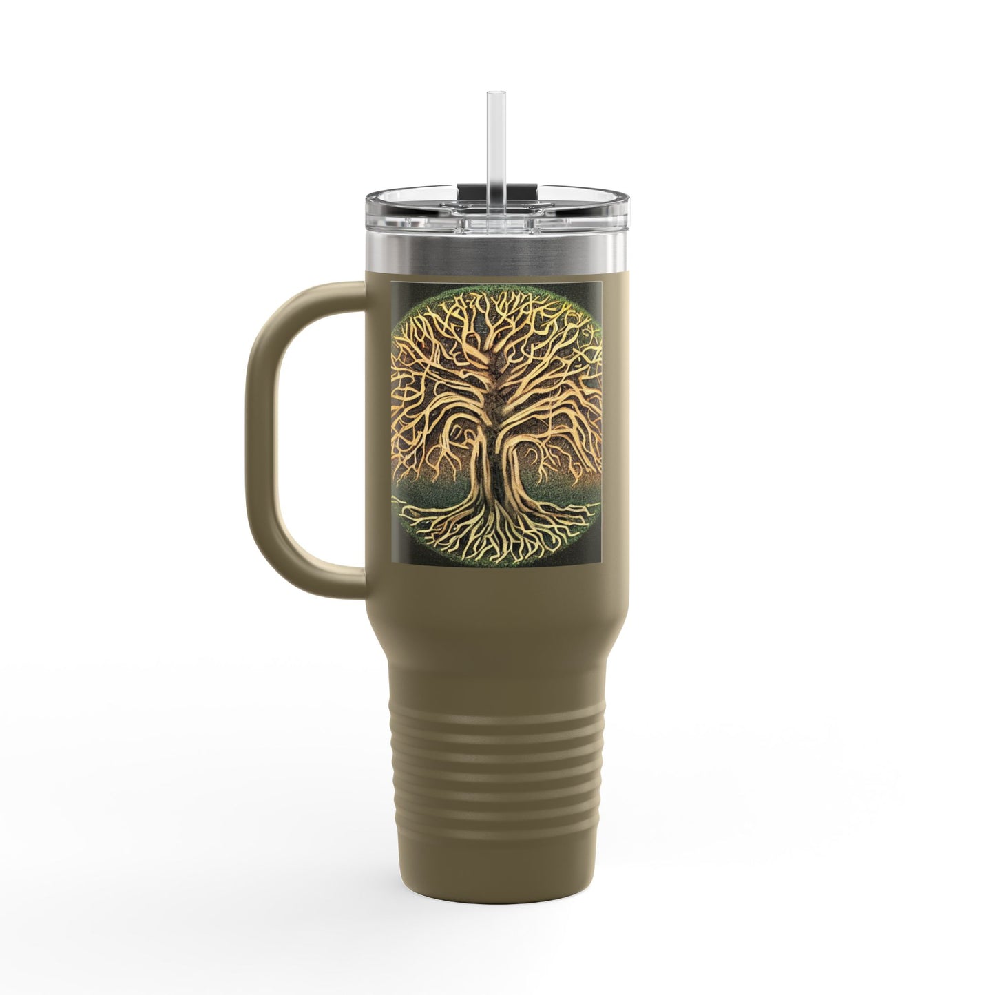 40oz Insulated Travel Mug — Golden Tree of Life Design