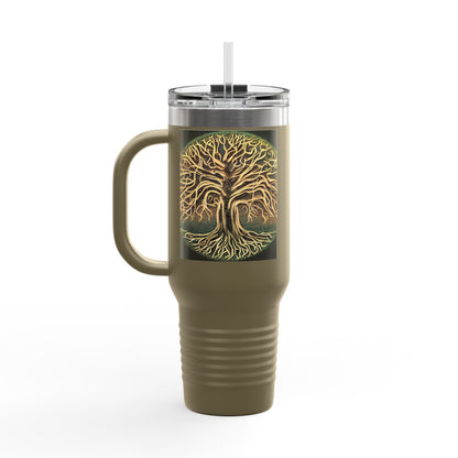 40oz Insulated Travel Mug — Golden Tree of Life Design