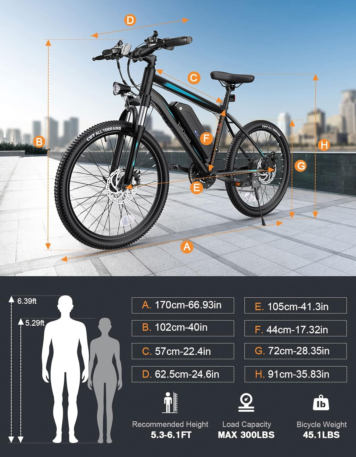 Electric Bike for Adults, 26" Ebike with Peak 500W Brushless Motor, Electric Mountain Bike with 374Wh Removable Battery, 50 Miles Electric Bicycle with Suspension Fork, 21 Speed, LCD Display.
