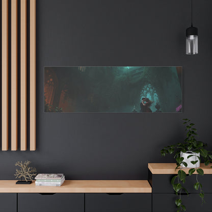 Gothic Romance Matte Canvas Wall Art — Enchanted Ruins with Lovers