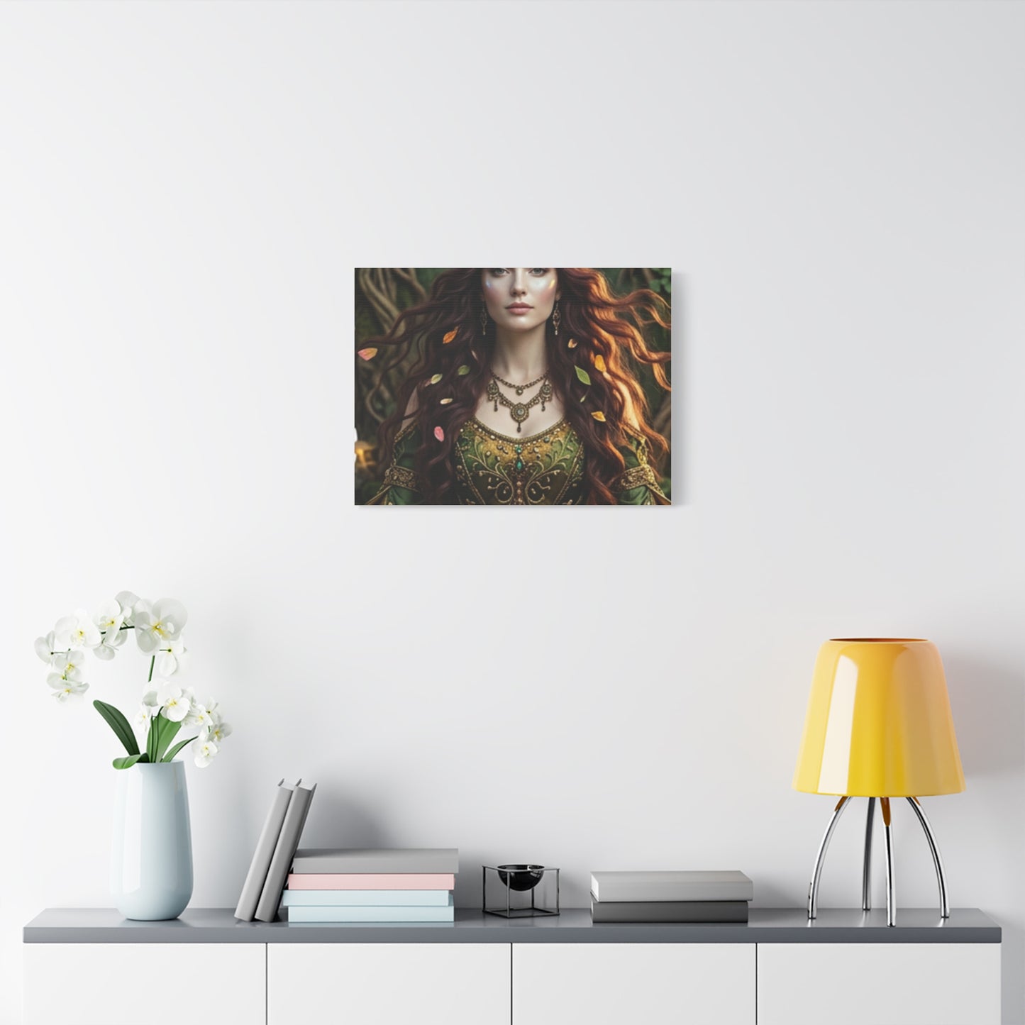 Forest Goddess Canvas Print – Ethereal Redhead Portrait Matte Stretched Wall Art