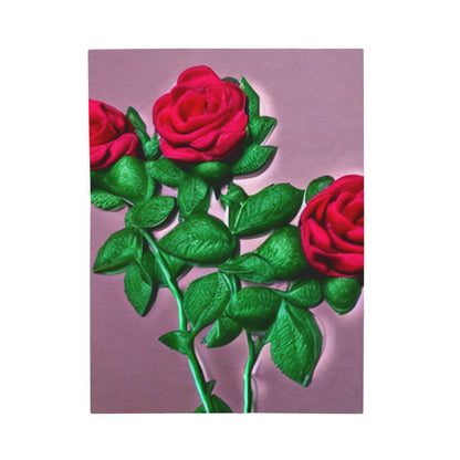 Velveteen Plush Blanket — Vintage Red Roses on Mauve Throw (Cozy Floral Gift for Valentine’s Day & Home Décor)