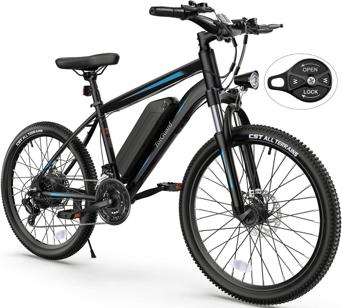 Electric Bike for Adults, 26" Ebike with Peak 500W Brushless Motor, Electric Mountain Bike with 374Wh Removable Battery, 50 Miles Electric Bicycle with Suspension Fork, 21 Speed, LCD Display.