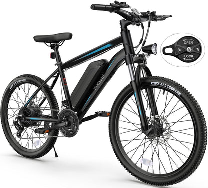 Electric Bike for Adults, 26" Ebike with Peak 500W Brushless Motor, Electric Mountain Bike with 374Wh Removable Battery, 50 Miles Electric Bicycle with Suspension Fork, 21 Speed, LCD Display.
