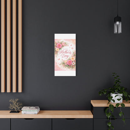 Mother's Day Canvas Wall Art - "Happy Mother's Day" Floral Stretched Matte Print