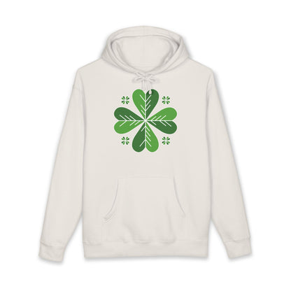 St. Patrick’s Day Clover Hoodie — Green Four-Leaf Shamrock Design