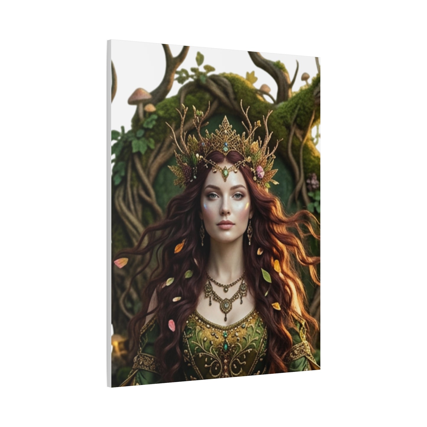 Forest Goddess Canvas Print – Ethereal Redhead Portrait Matte Stretched Wall Art