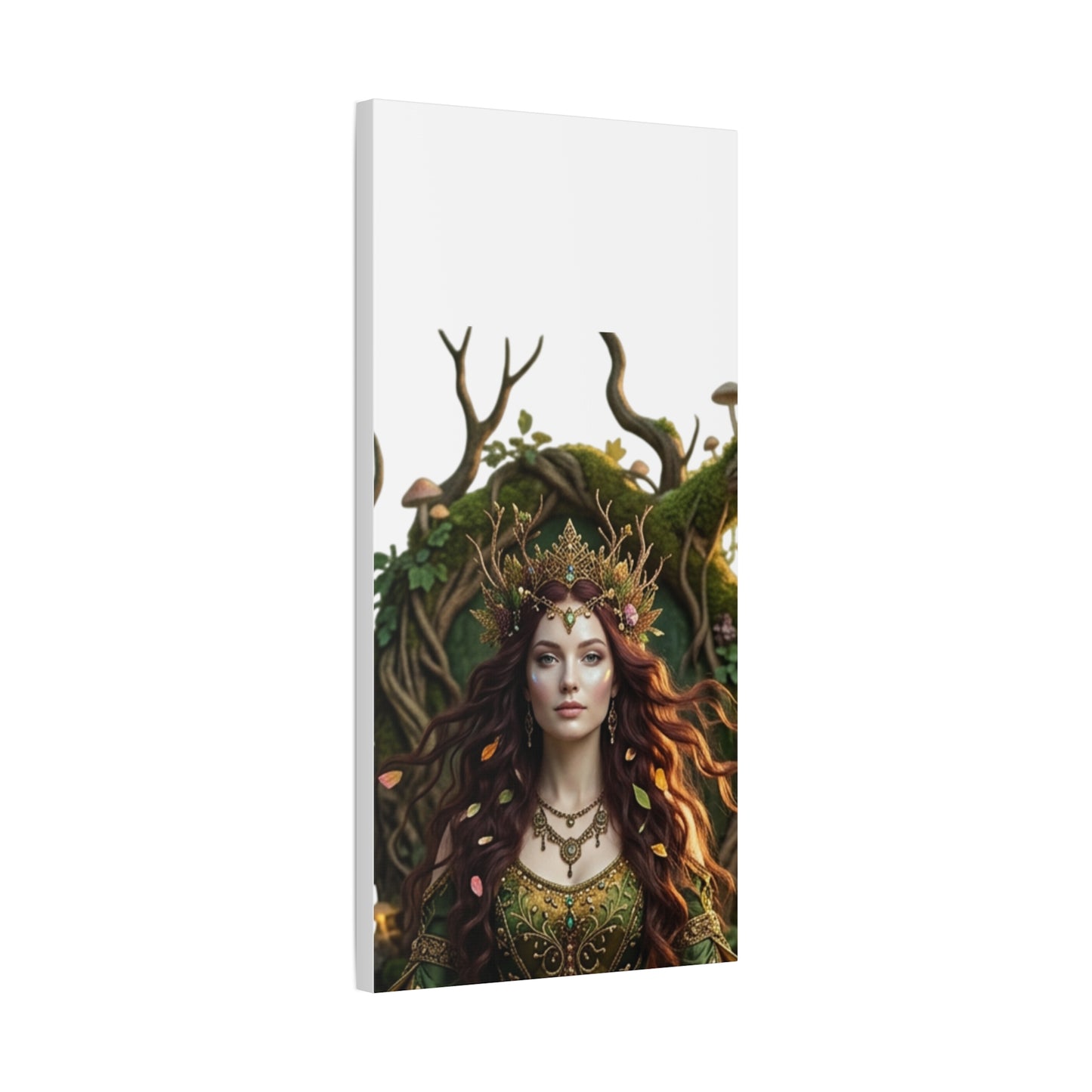 Forest Goddess Canvas Print – Ethereal Redhead Portrait Matte Stretched Wall Art