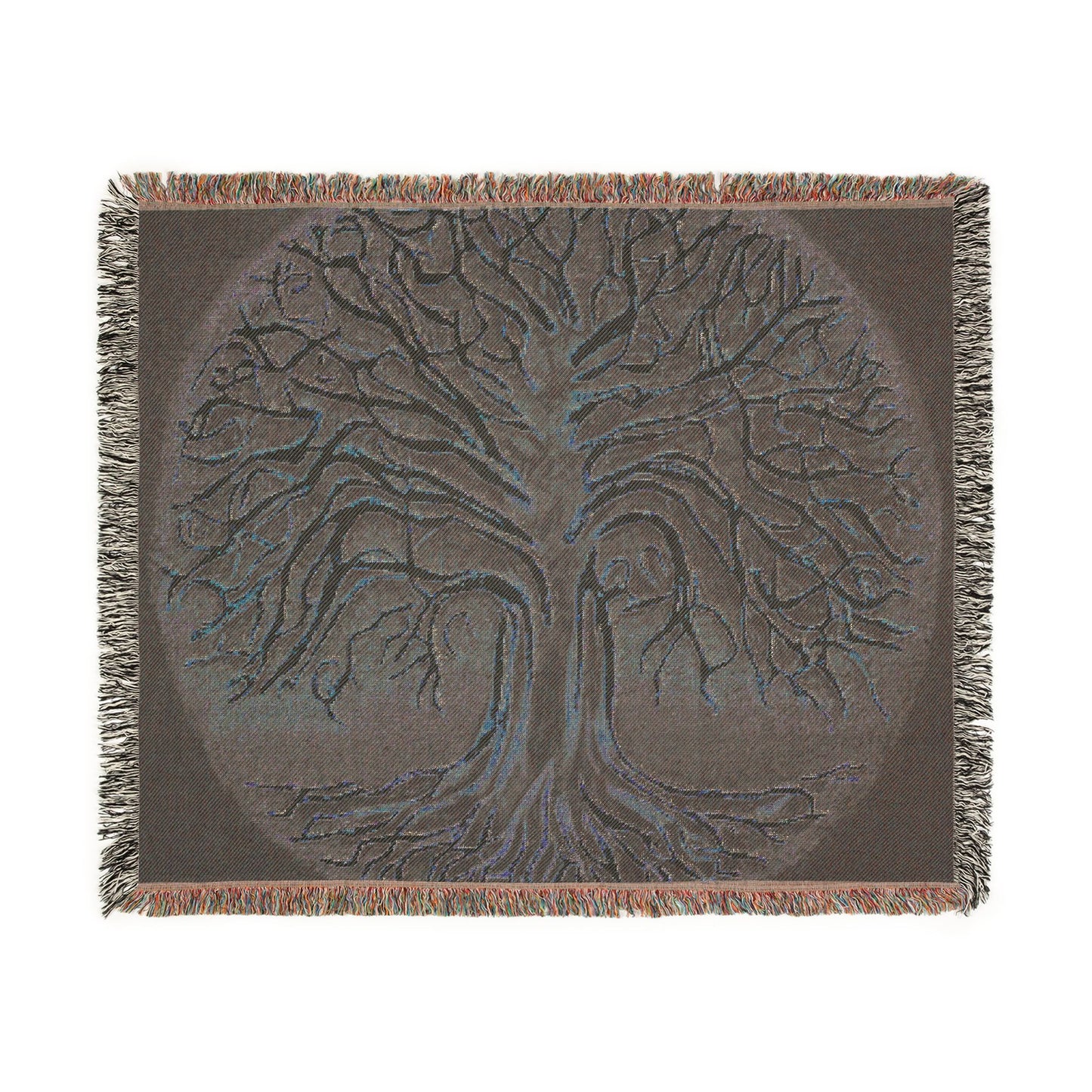 Woven Blanket: Golden Tree of Life Throw (Bohemian Decorative Tapestry Blanket)