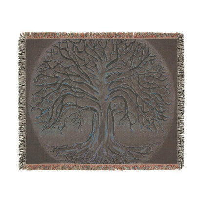 Woven Blanket: Golden Tree of Life Throw (Bohemian Decorative Tapestry Blanket)