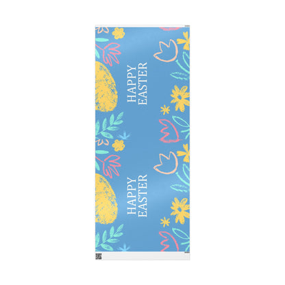 Easter Eggs & Chicks Wrapping Paper Roll — Cute Blue Holiday Gift Wrap