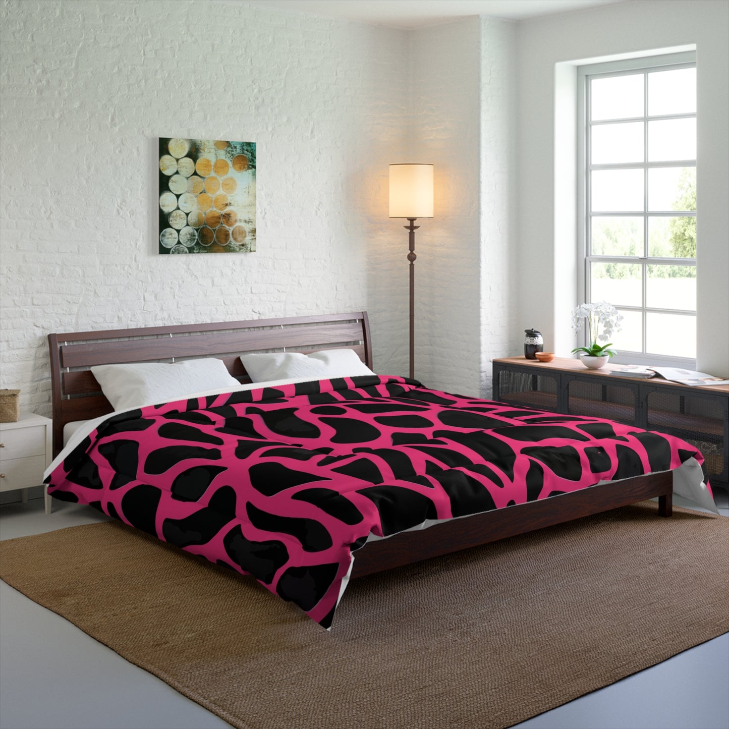 Pink Giraffe Print Comforter