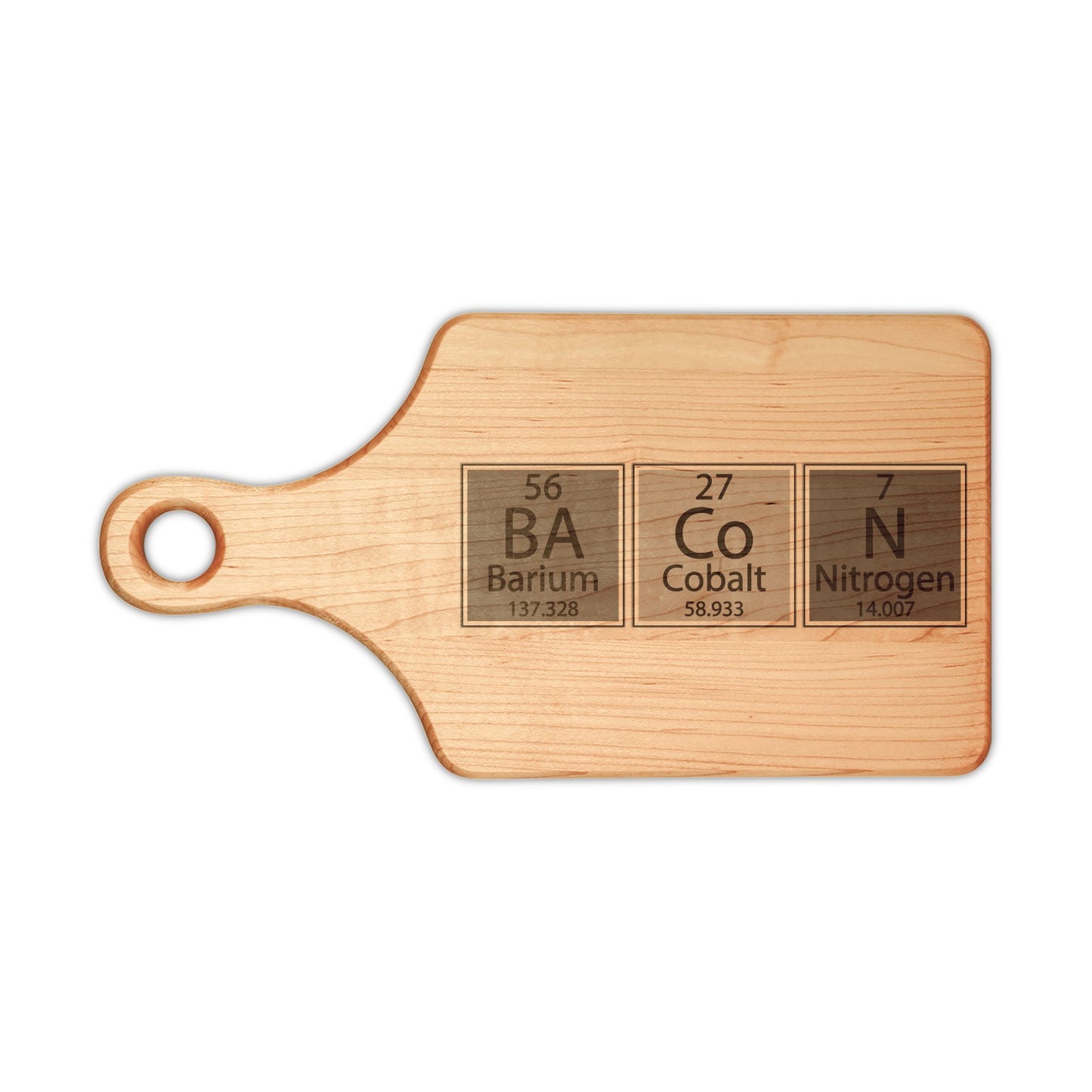 Engraved 'BaCoN' Periodic Table Cutting Board — Personalized Wooden Cutting/Serving Board for Chefs & Food Lovers