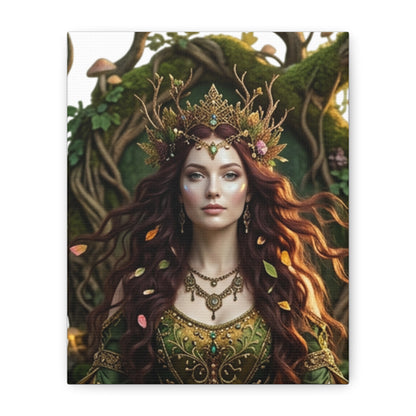 Forest Goddess Canvas Print – Ethereal Redhead Portrait Matte Stretched Wall Art