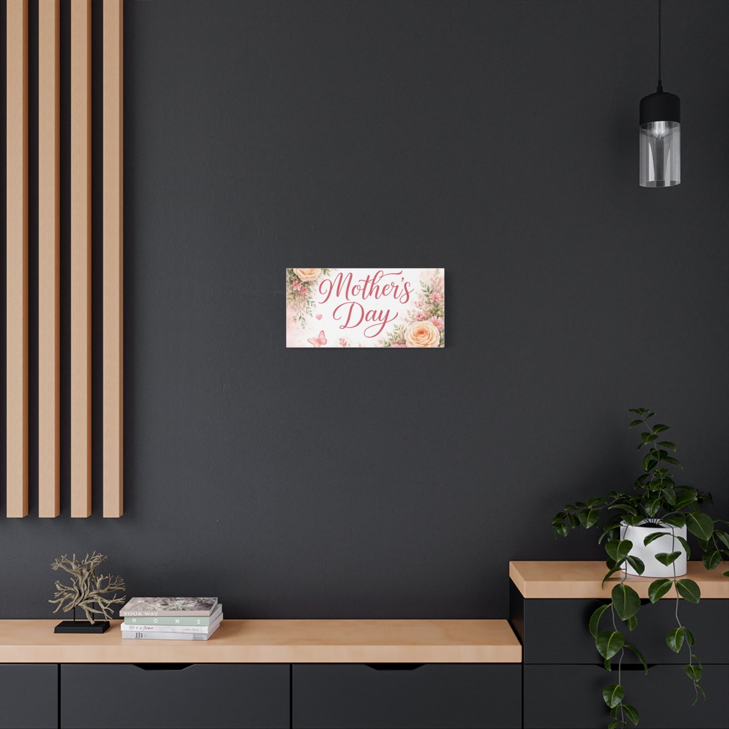 Mother's Day Canvas Wall Art - "Happy Mother's Day" Floral Stretched Matte Print